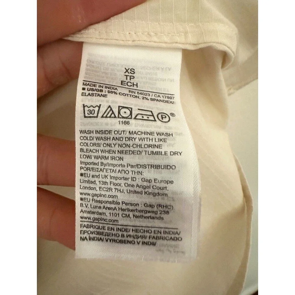 NWT Banana Republic Stretch Cotton Puff Sleeve Blouse White Cream Women's Sz XS